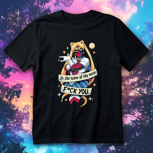 koszulka in the name of the moon fck you z kolorowa postacia w magicznym stylu i gwiazdkami