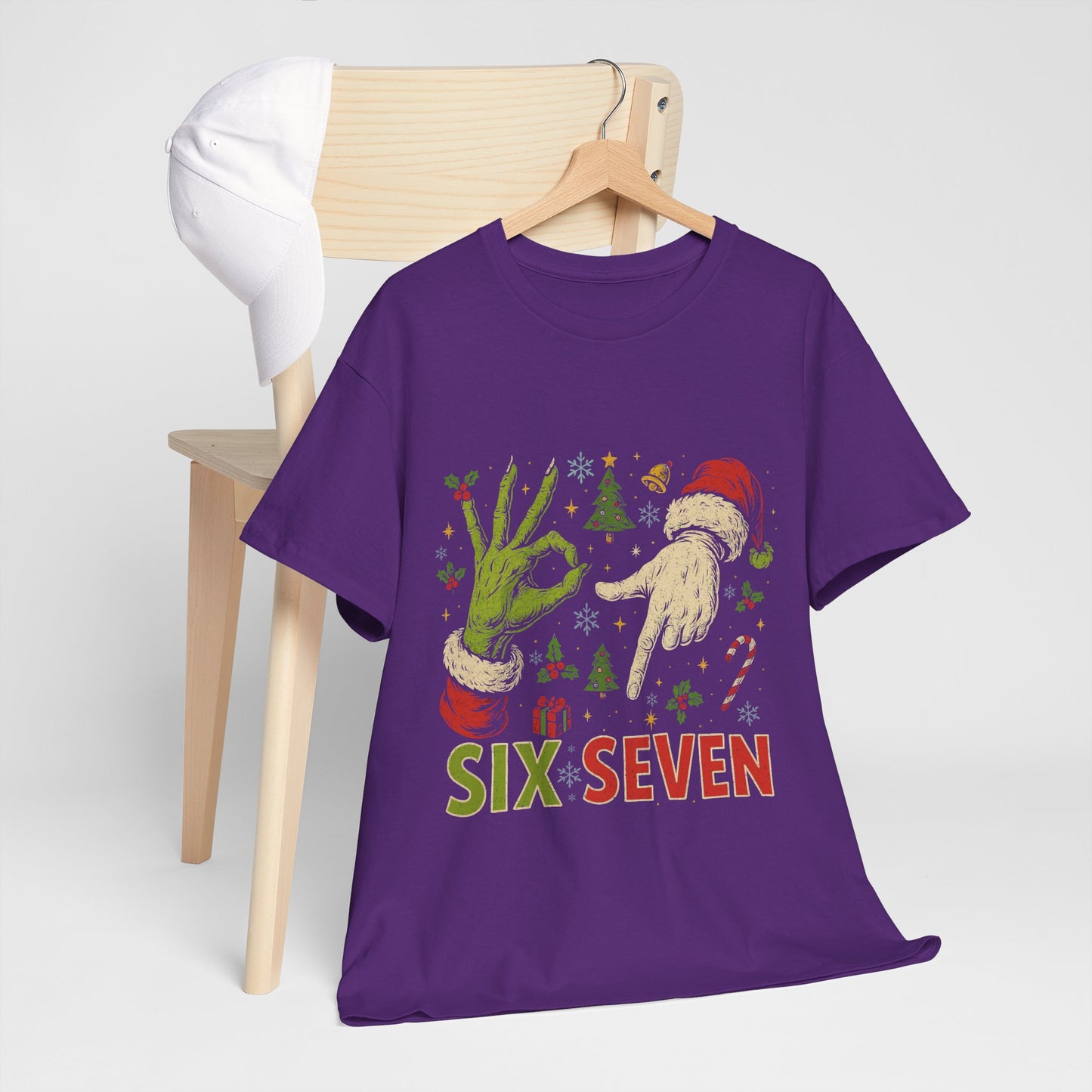 67 Christmas Shirt - Funny Six Seven Meme Tee, Grinch Style Hand Sign Holiday T-Shirt, Naughty Xmas Humor Gift for Men & Women