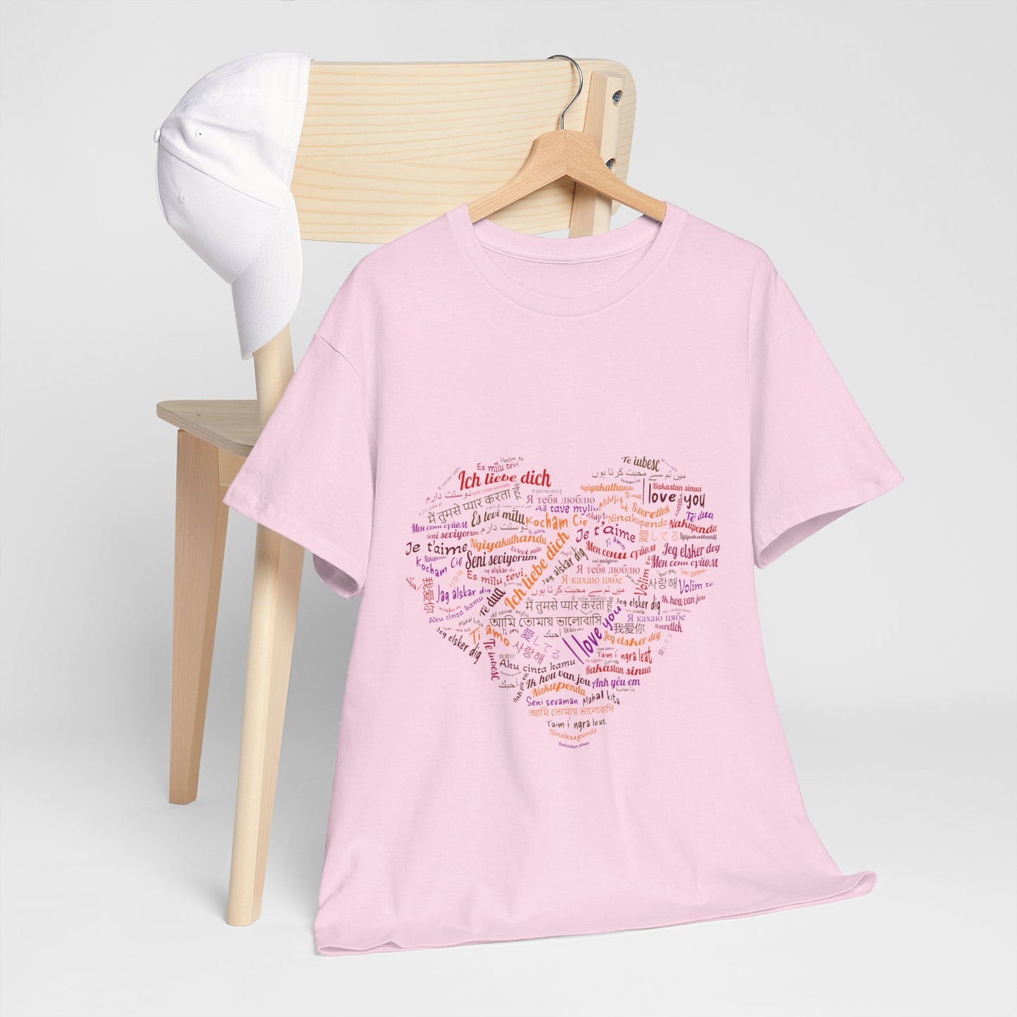 Kocham Cię w wielu językach - serce z napisów