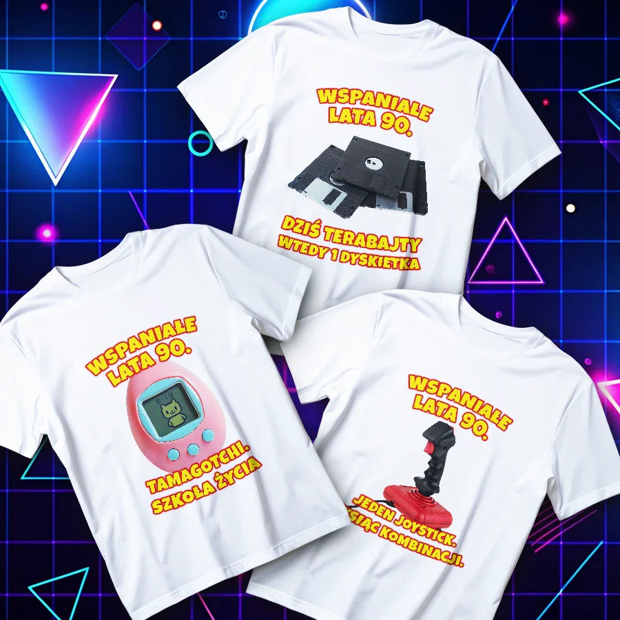 Wspaniałe lata 90. kolekcja – koszulki i grafiki w stylu retro 90s, nostalgia i popkulturowy vibe
