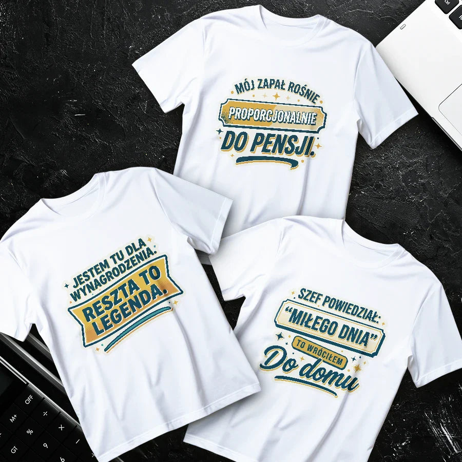 Praca i biuro kolekcja – koszulki i grafiki z humorem o pracy, spotkaniach, deadline’ach i home office