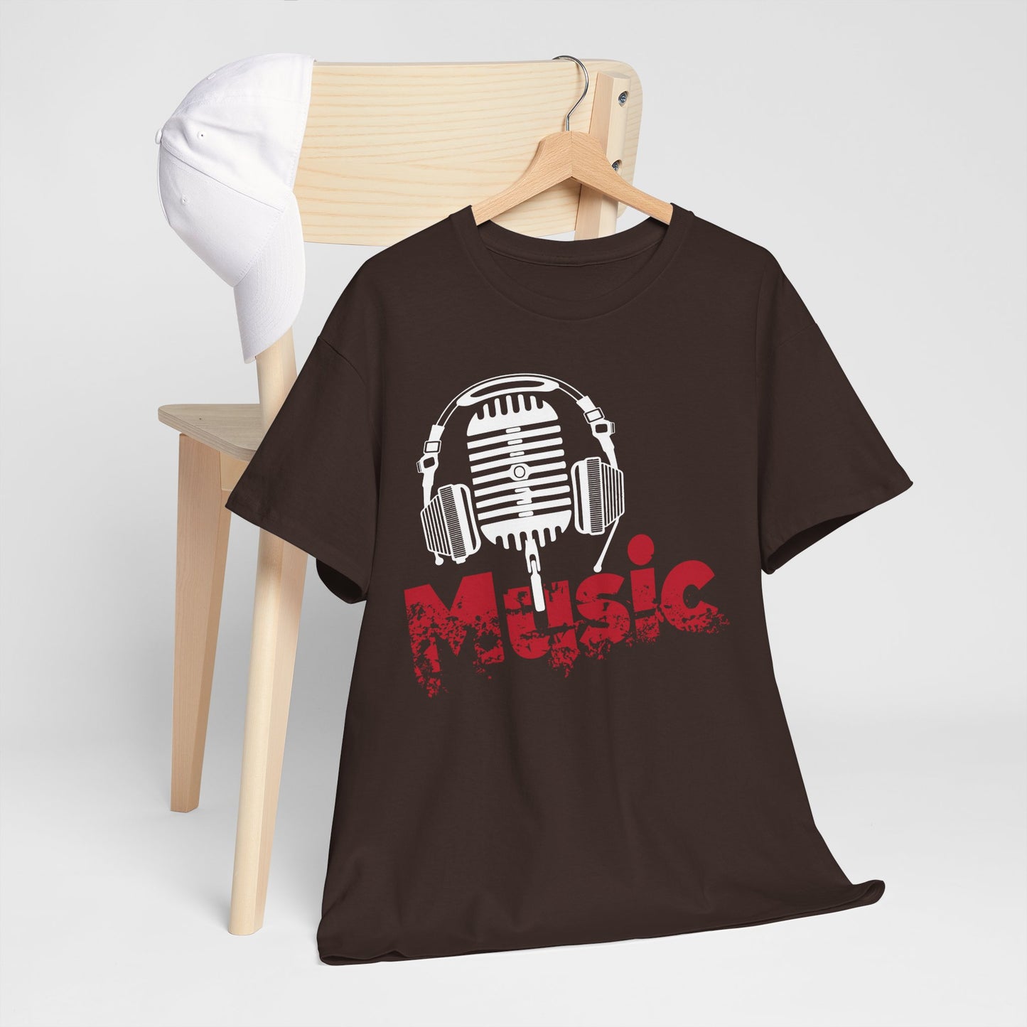 Music - koszulka z mikrofonem i słuchawkami retro
