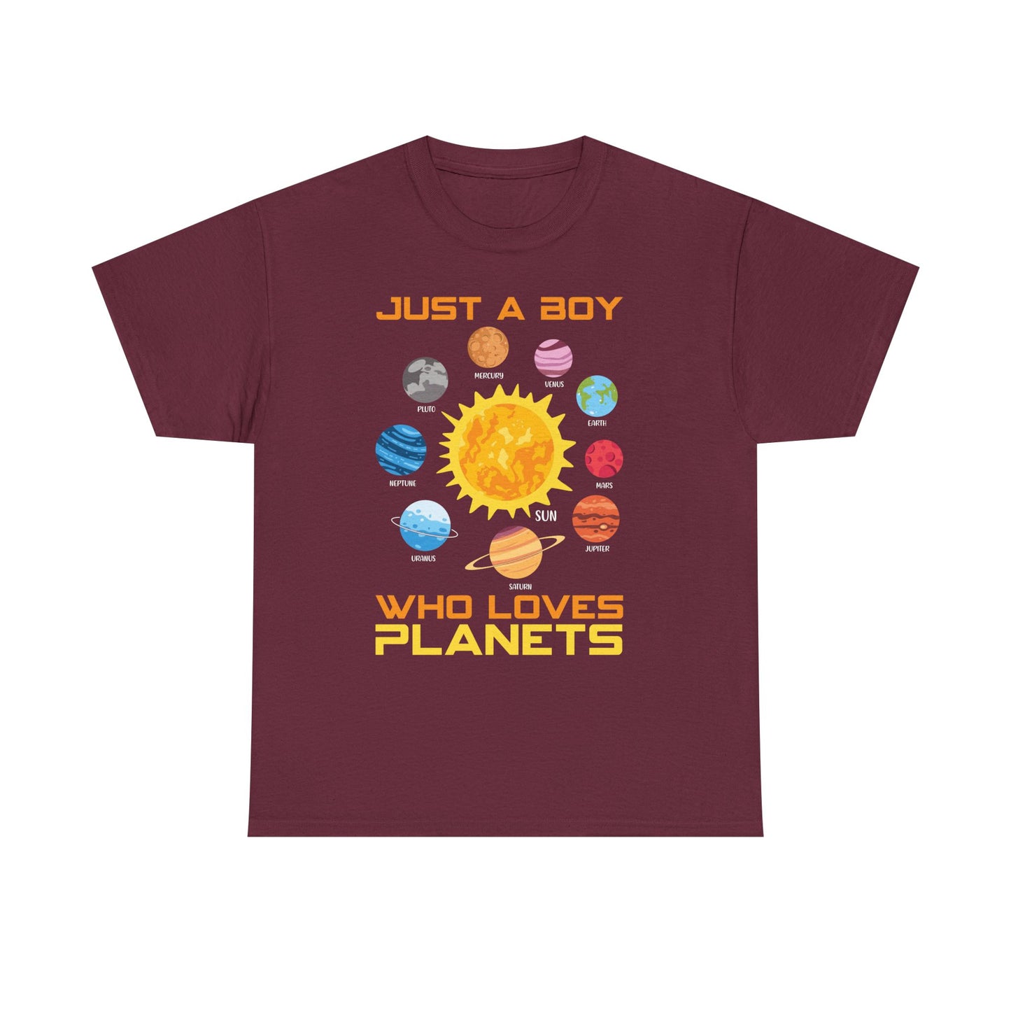 Just A Boy Who Loves Planets Shirt - Cute Solar System Graphic Tee for Space Lovers, Astronomy Kids & Science Fans