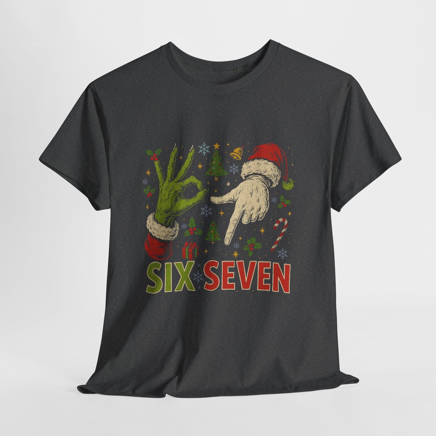 67 Christmas Shirt - Funny Six Seven Meme Tee, Grinch Style Hand Sign Holiday T-Shirt, Naughty Xmas Humor Gift for Men & Women