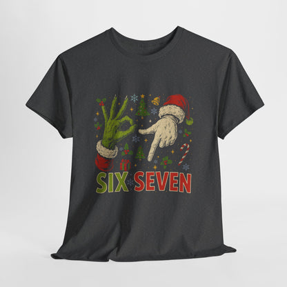 67 Christmas Shirt - Funny Six Seven Meme Tee, Grinch Style Hand Sign Holiday T-Shirt, Naughty Xmas Humor Gift for Men & Women