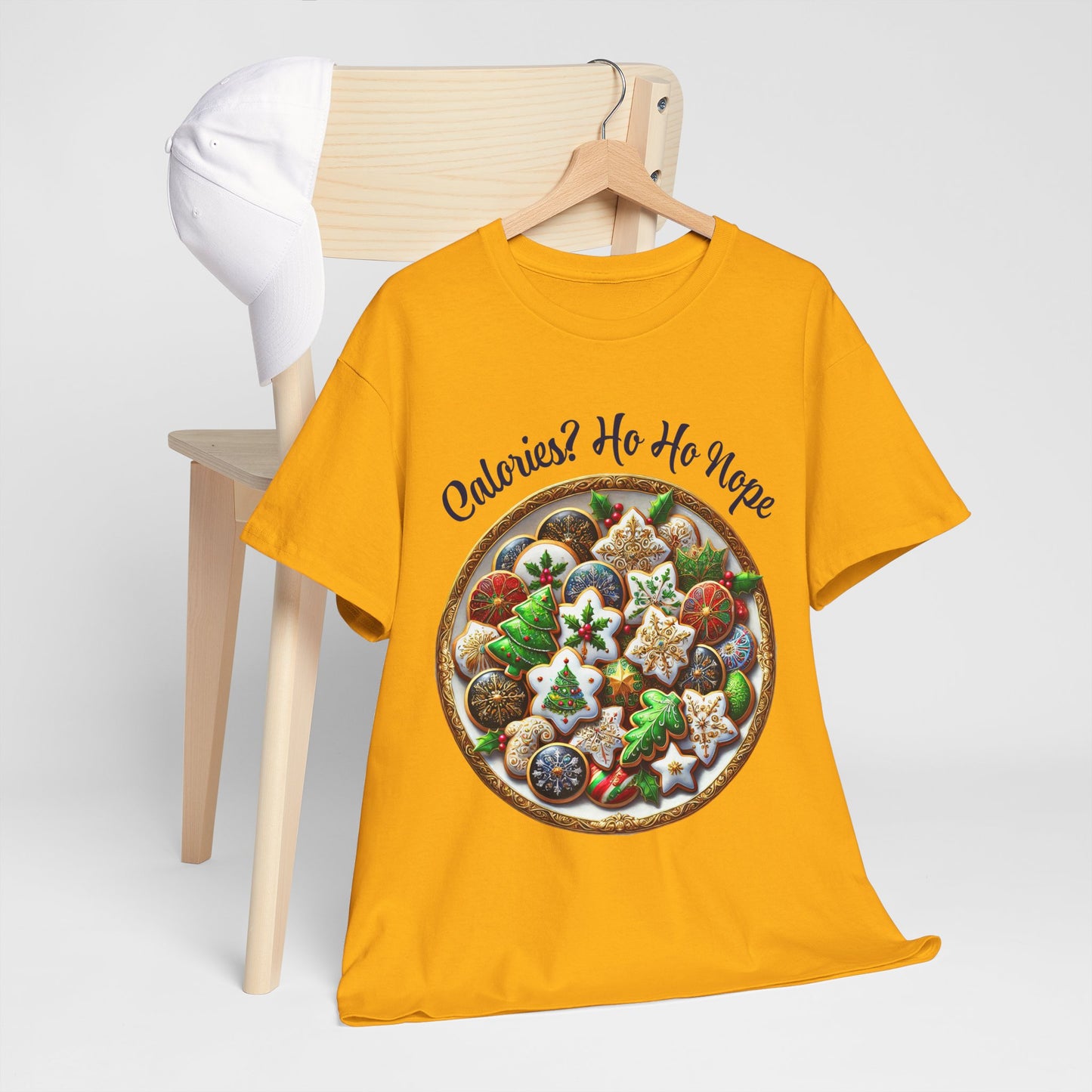 Calories? Ho Ho Nope Shirt - Funny Christmas Cookie Plate Tee, Holiday Baking Graphic T-Shirt, Festive Foodie Gift for Men & Women