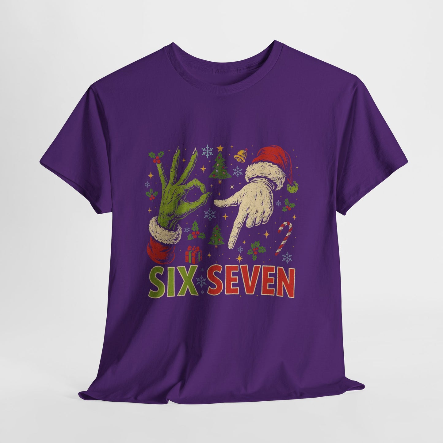 67 Christmas Shirt - Funny Six Seven Meme Tee, Grinch Style Hand Sign Holiday T-Shirt, Naughty Xmas Humor Gift for Men & Women