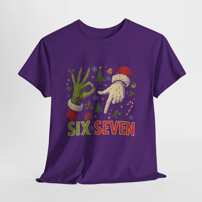 67 Christmas Shirt - Funny Six Seven Meme Tee, Grinch Style Hand Sign Holiday T-Shirt, Naughty Xmas Humor Gift for Men & Women
