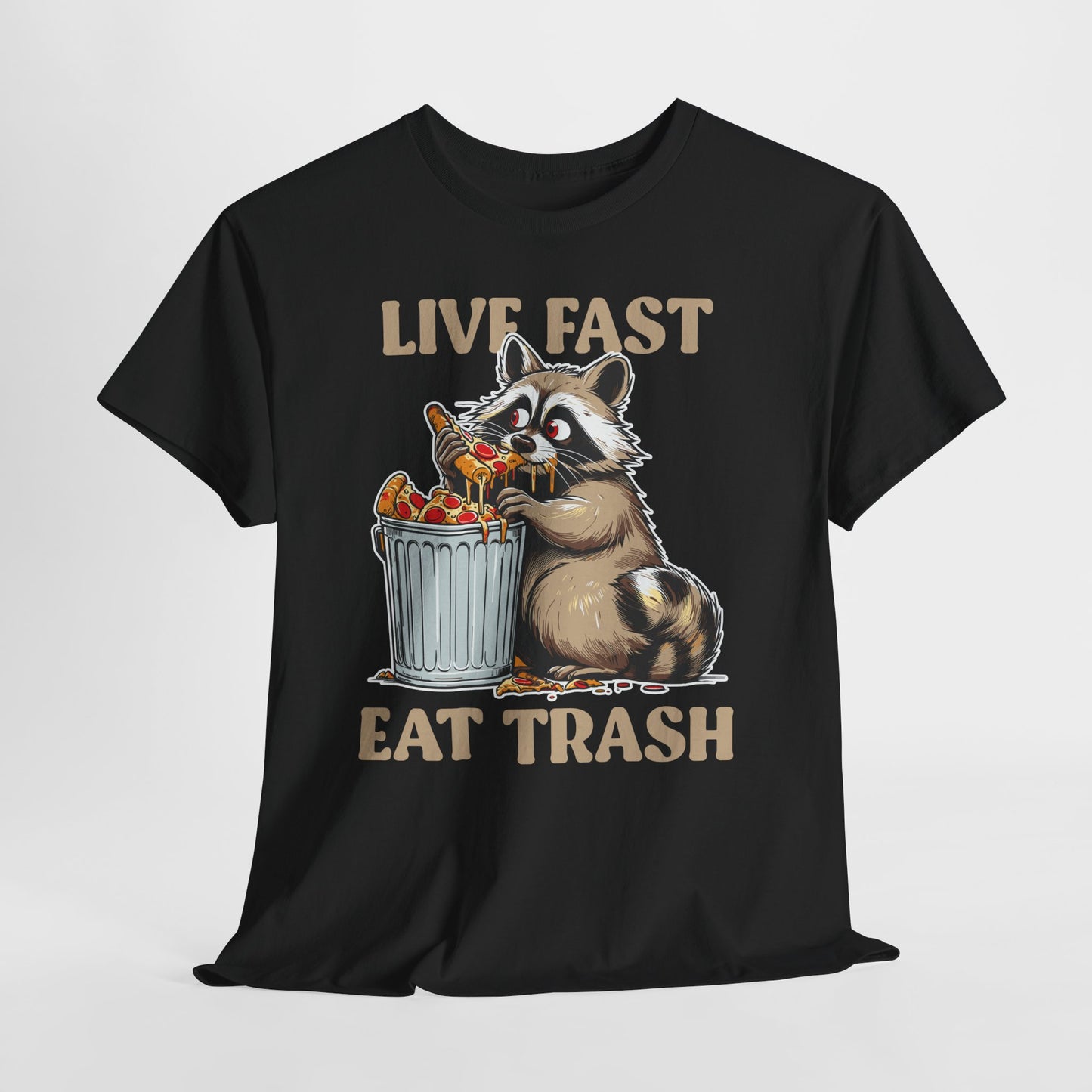 Live Fast Eat Trash - szop pracz z pizzą