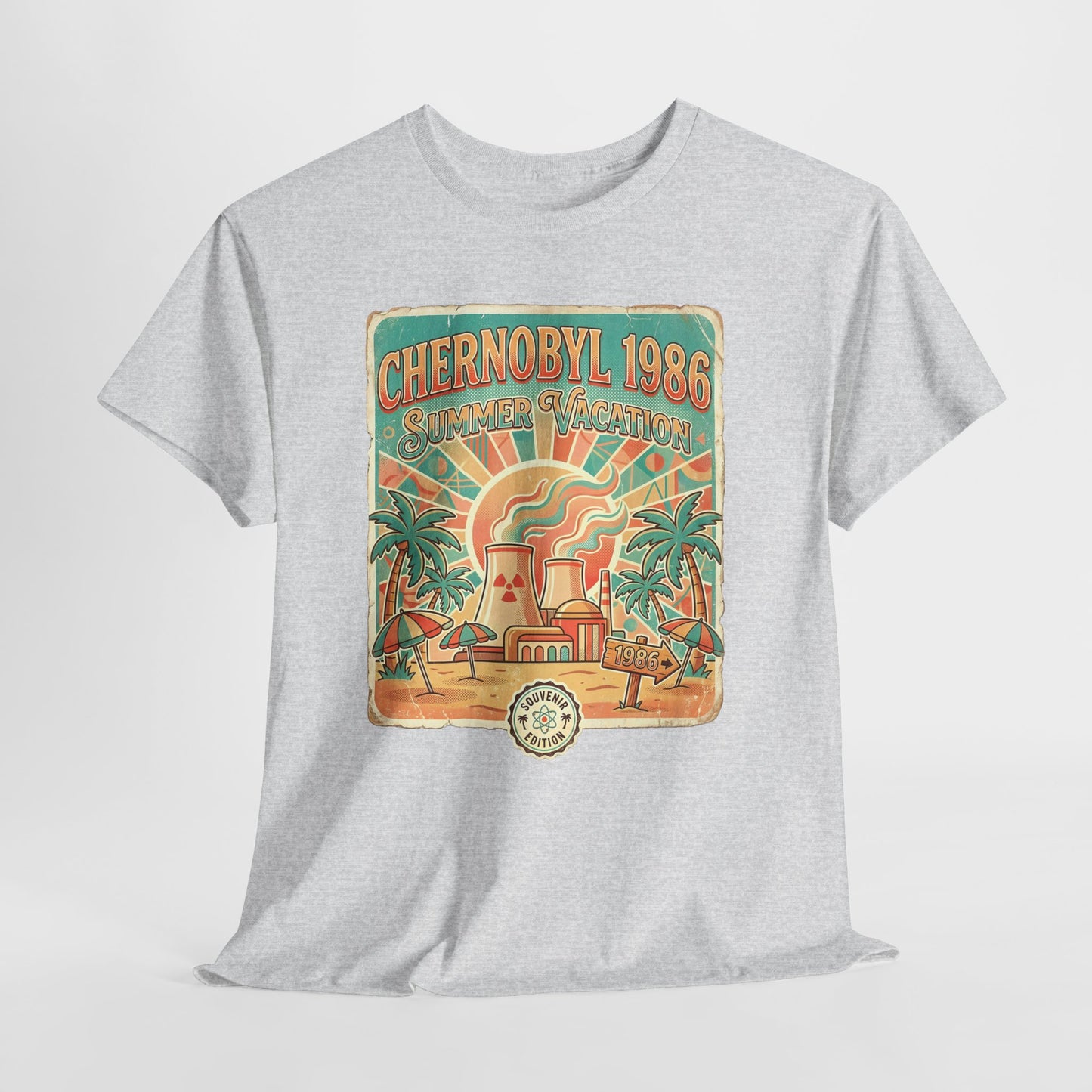 Chernobyl 1986 Summer Vacation - retro plakat z czarnym humorem