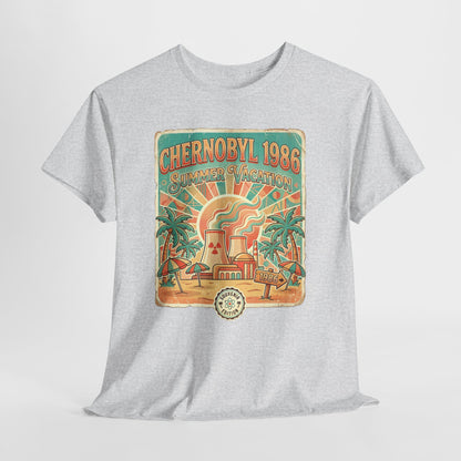 Chernobyl 1986 Summer Vacation - retro plakat z czarnym humorem