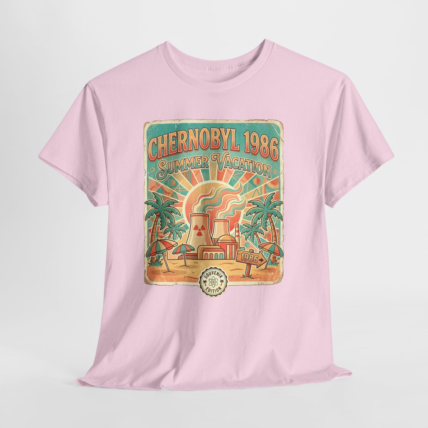 Chernobyl 1986 Summer Vacation - retro plakat z czarnym humorem