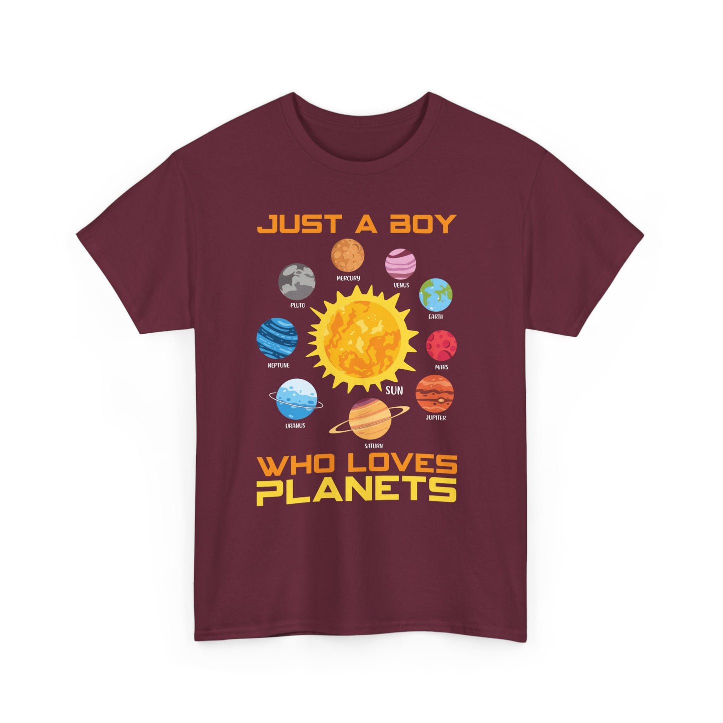 Just A Boy Who Loves Planets Shirt - Cute Solar System Graphic Tee for Space Lovers, Astronomy Kids & Science Fans