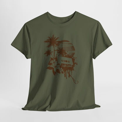 Retro zachód słońca pod palmami - Vintage Beach Vibes
