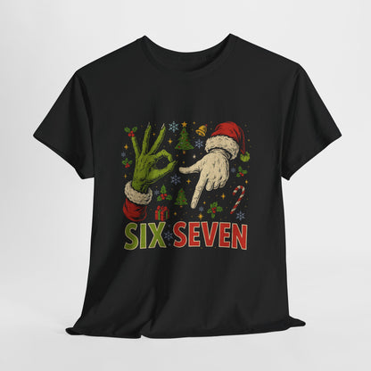 67 Christmas Shirt - Funny Six Seven Meme Tee, Grinch Style Hand Sign Holiday T-Shirt, Naughty Xmas Humor Gift for Men & Women