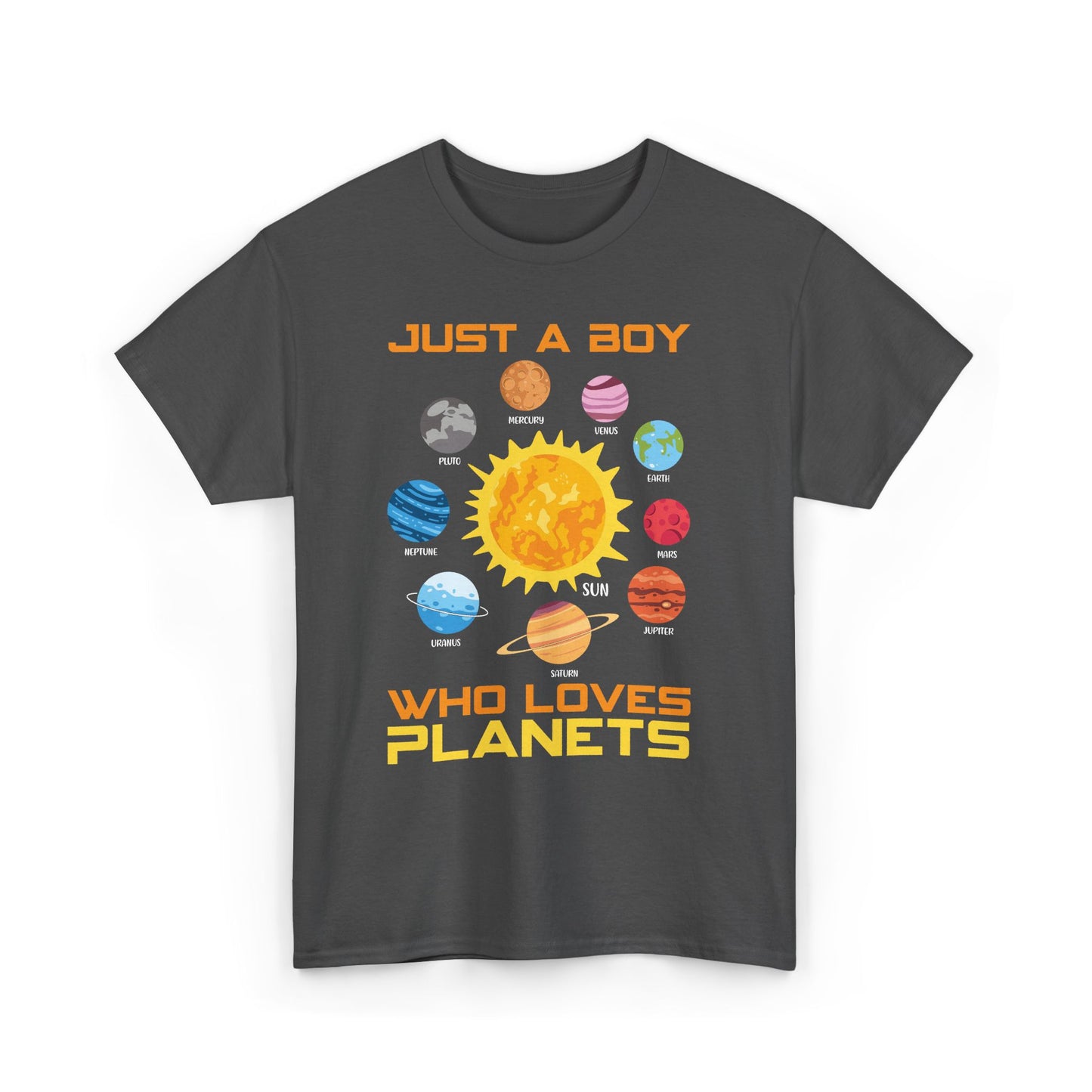 Just A Boy Who Loves Planets Shirt - Cute Solar System Graphic Tee for Space Lovers, Astronomy Kids & Science Fans