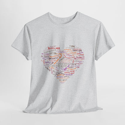 Kocham Cię w wielu językach - serce z napisów