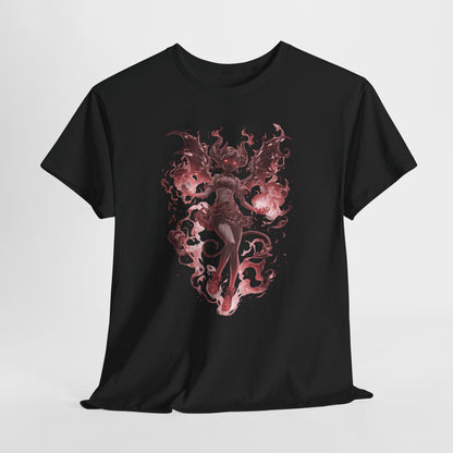 Różowy Demon - anime girl w płomieniach