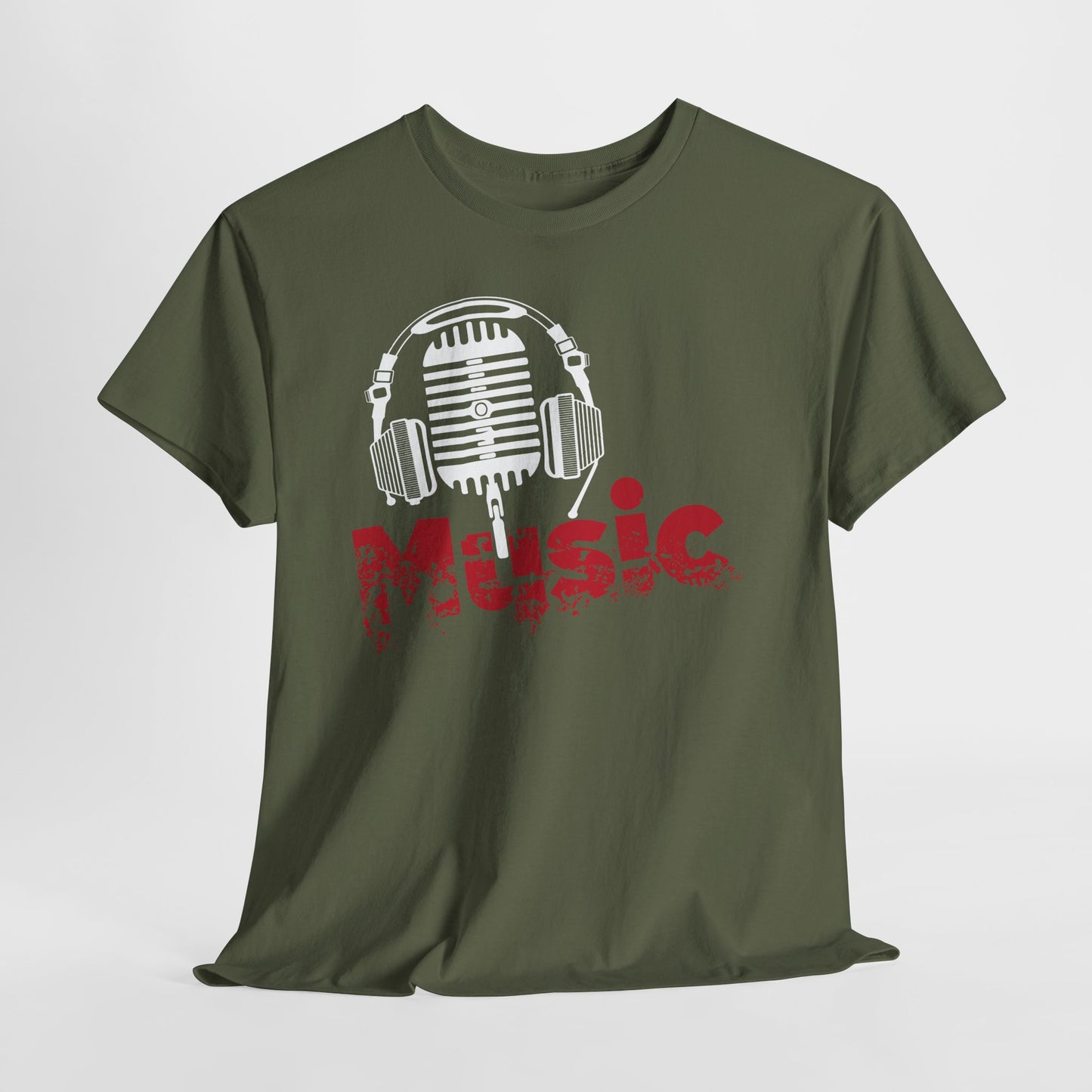 Music - koszulka z mikrofonem i słuchawkami retro