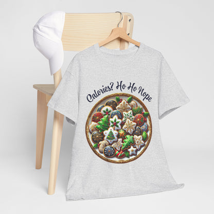 Calories? Ho Ho Nope Shirt - Funny Christmas Cookie Plate Tee, Holiday Baking Graphic T-Shirt, Festive Foodie Gift for Men & Women