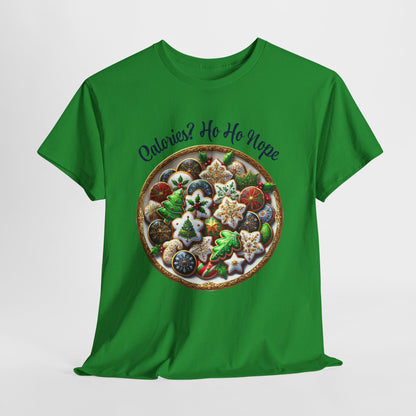Calories? Ho Ho Nope Shirt - Funny Christmas Cookie Plate Tee, Holiday Baking Graphic T-Shirt, Festive Foodie Gift for Men & Women