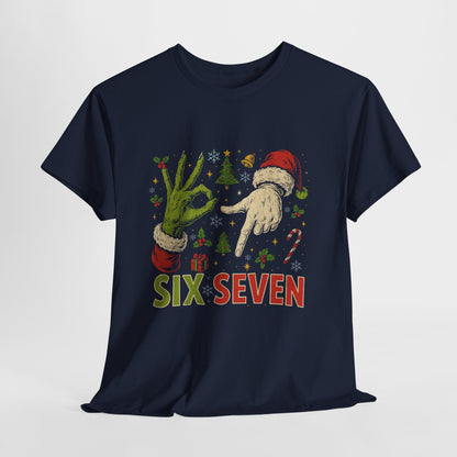 67 Christmas Shirt - Funny Six Seven Meme Tee, Grinch Style Hand Sign Holiday T-Shirt, Naughty Xmas Humor Gift for Men & Women