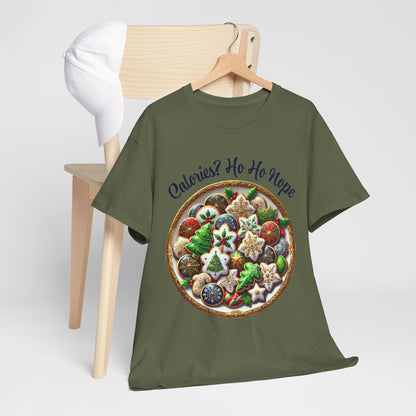 Calories? Ho Ho Nope Shirt - Funny Christmas Cookie Plate Tee, Holiday Baking Graphic T-Shirt, Festive Foodie Gift for Men & Women