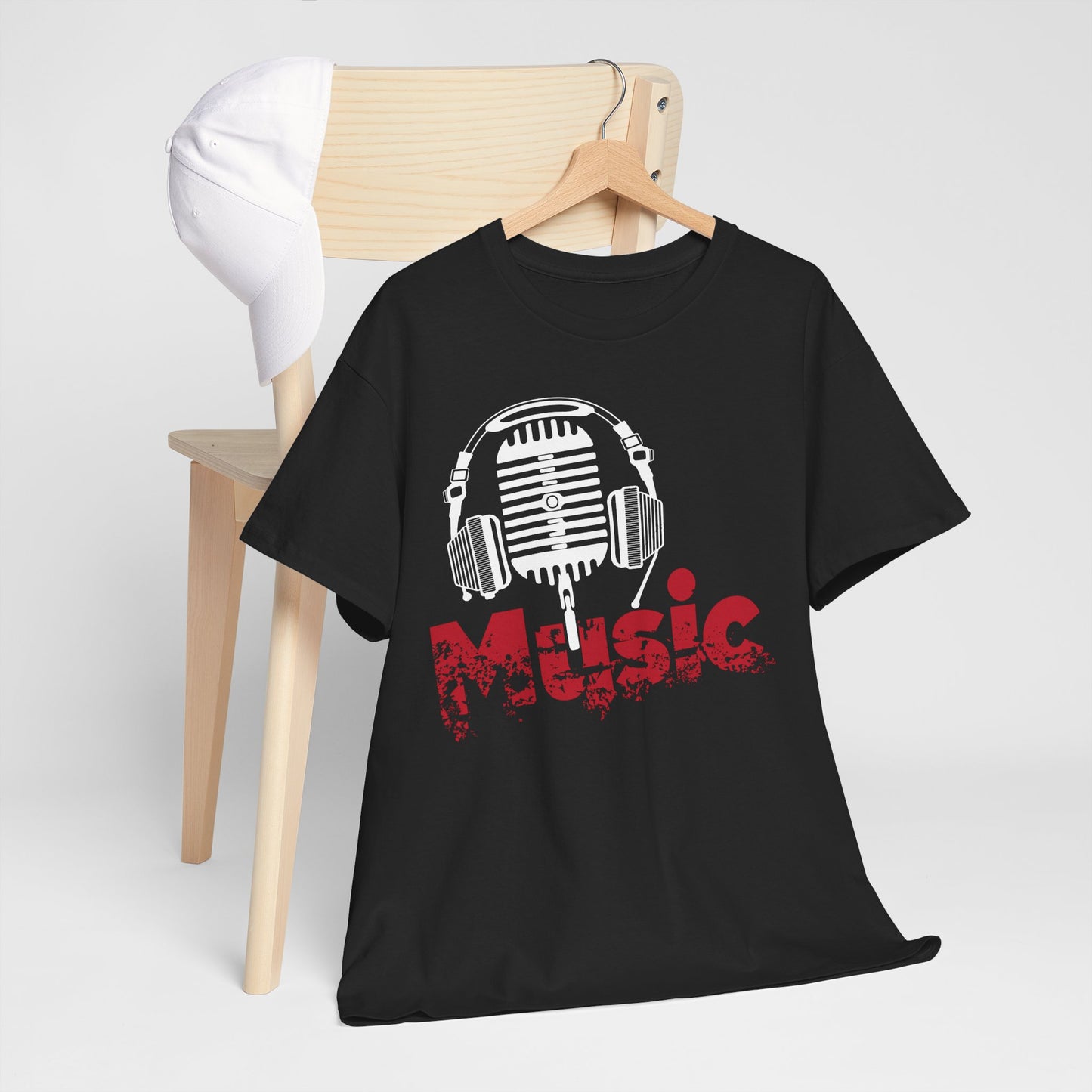 Music - koszulka z mikrofonem i słuchawkami retro