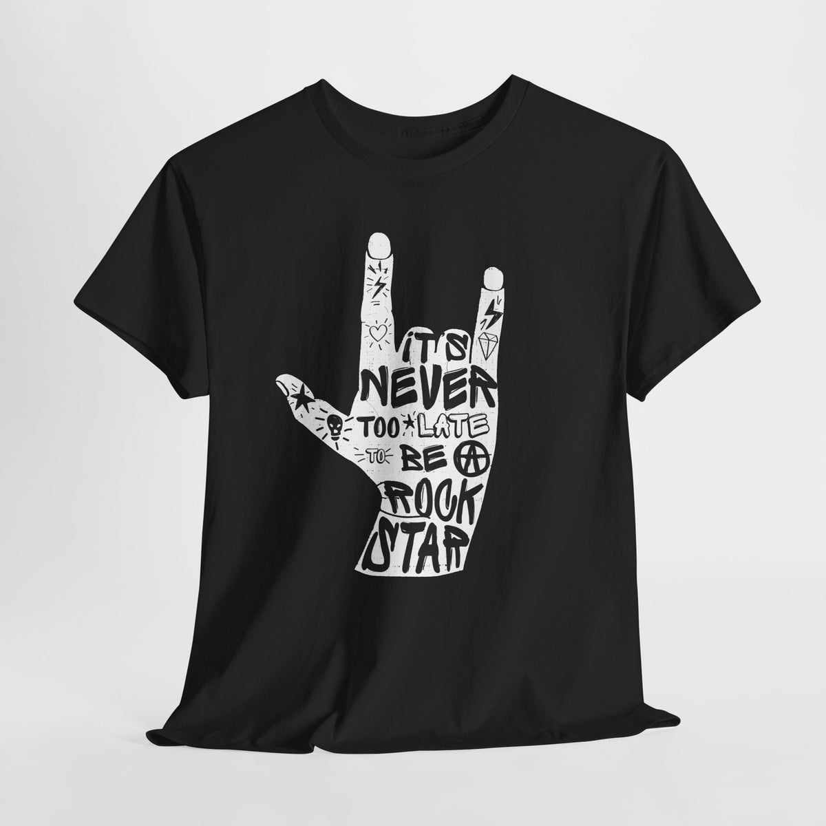 It’s Never Too Late to Be a Rock Star - rockowy napis