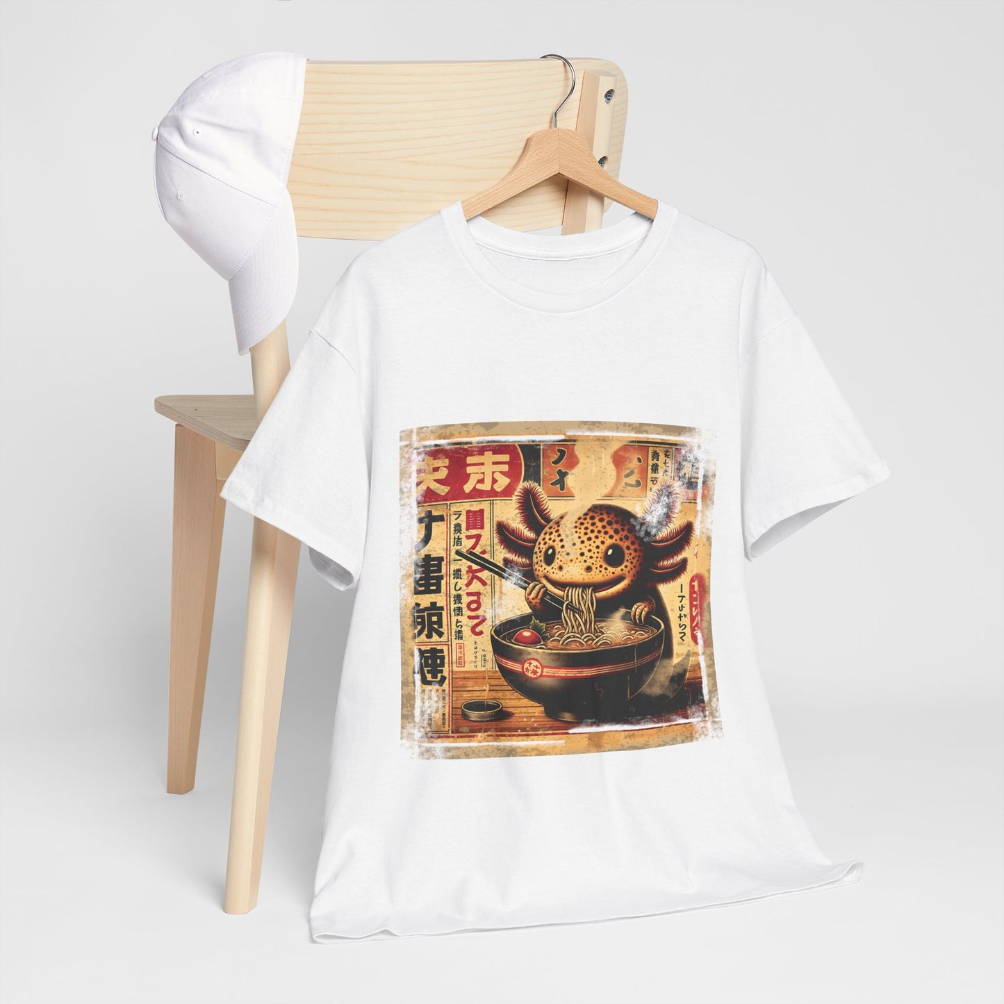 Japoński aksolotl i ramen - anime retro vintage