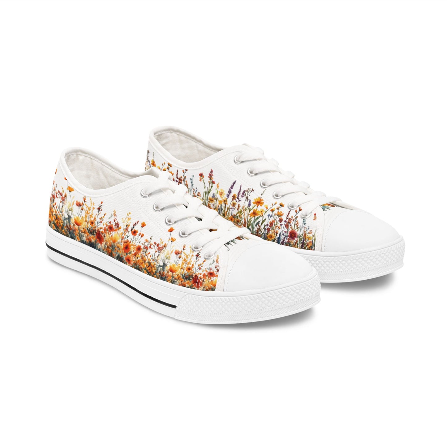 Jesienne kwiaty - damskie niskie trampki