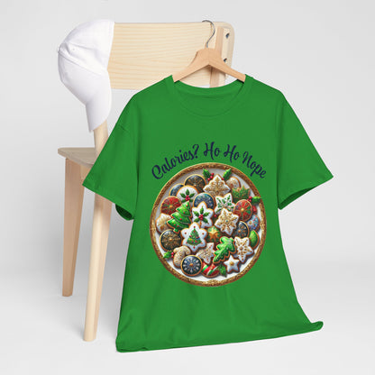 Calories? Ho Ho Nope Shirt - Funny Christmas Cookie Plate Tee, Holiday Baking Graphic T-Shirt, Festive Foodie Gift for Men & Women