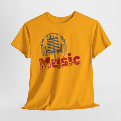 Music - koszulka z mikrofonem i słuchawkami retro