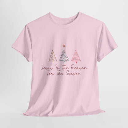 Jesus Is the Reason Shirt - Christian Christmas Tee with Nativity Star & Trees, Faith-Based Holiday T-Shirt, Religious Gift for Men Women