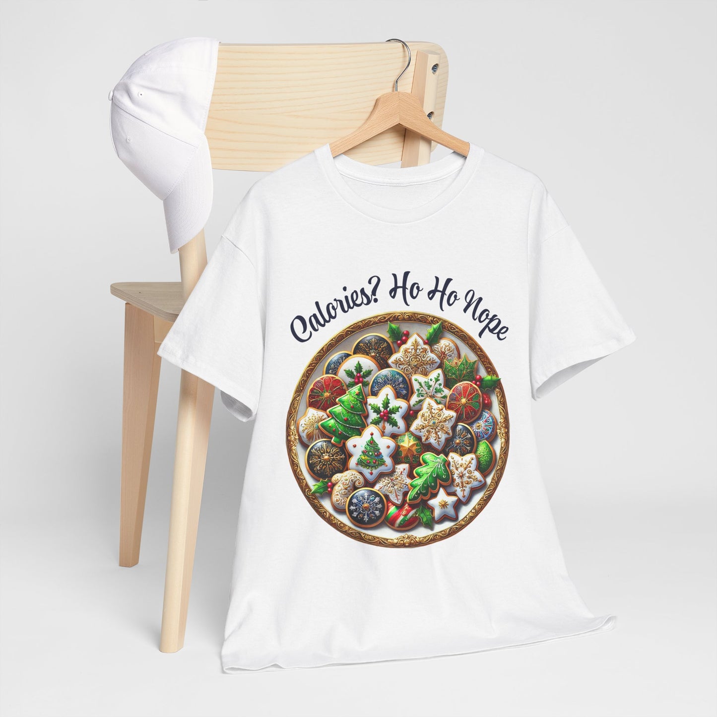 Calories? Ho Ho Nope Shirt - Funny Christmas Cookie Plate Tee, Holiday Baking Graphic T-Shirt, Festive Foodie Gift for Men & Women