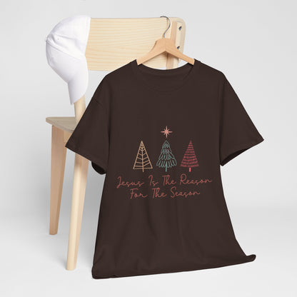Jesus Is the Reason Shirt - Christian Christmas Tee with Nativity Star & Trees, Faith-Based Holiday T-Shirt, Religious Gift for Men Women