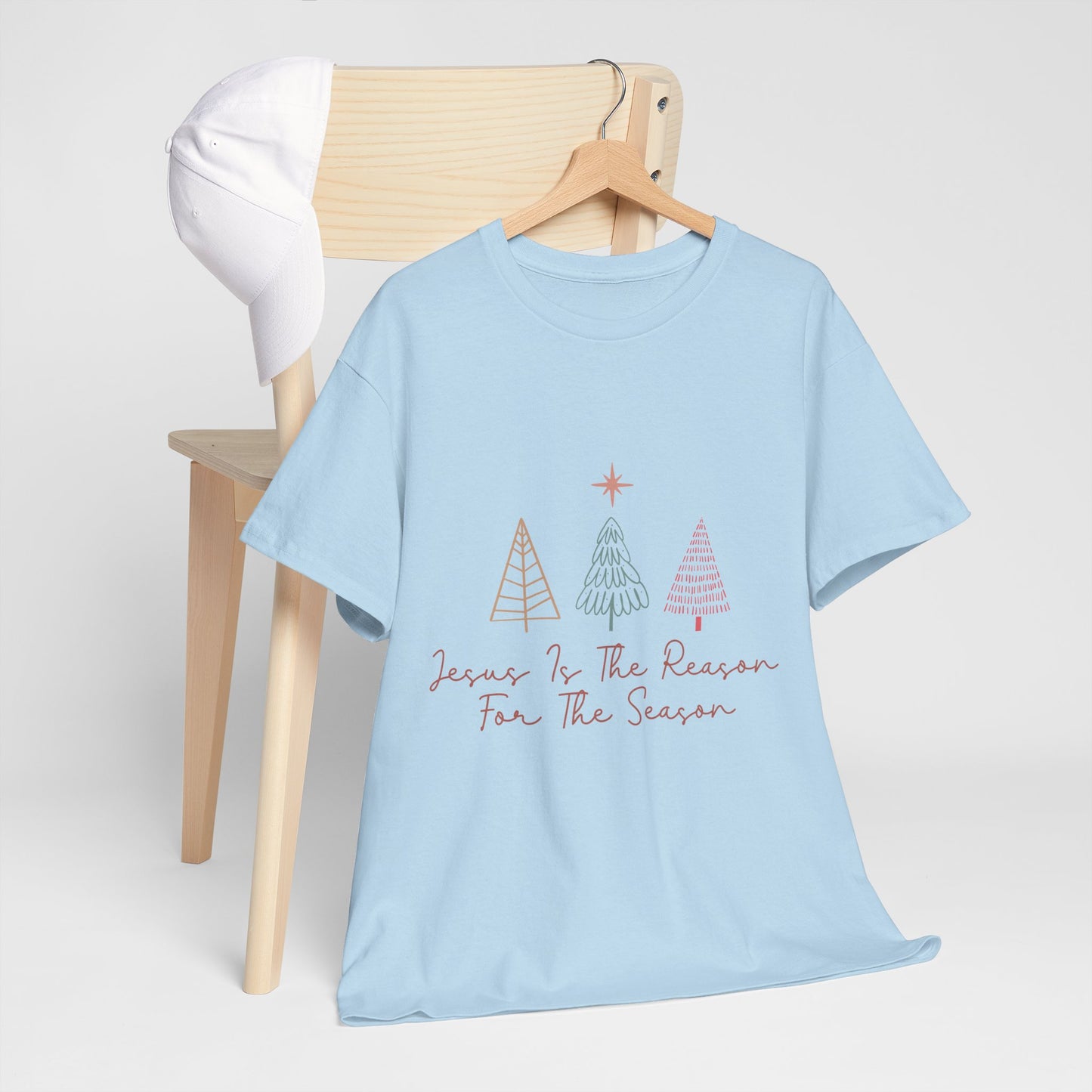 Jesus Is the Reason Shirt - Christian Christmas Tee with Nativity Star & Trees, Faith-Based Holiday T-Shirt, Religious Gift for Men Women