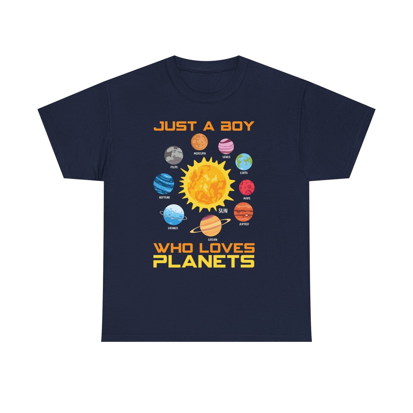 Just A Boy Who Loves Planets Shirt - Cute Solar System Graphic Tee for Space Lovers, Astronomy Kids & Science Fans