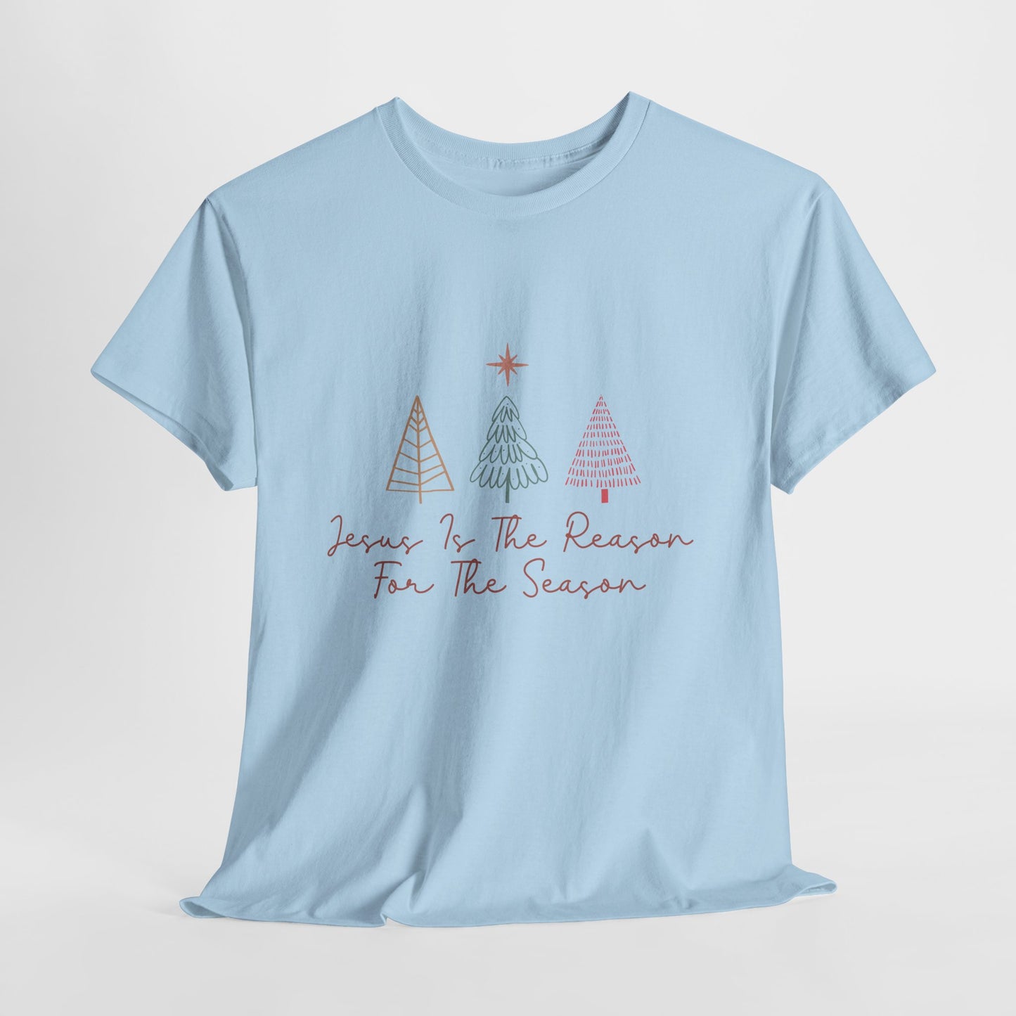 Jesus Is the Reason Shirt - Christian Christmas Tee with Nativity Star & Trees, Faith-Based Holiday T-Shirt, Religious Gift for Men Women