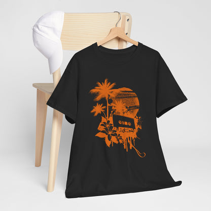Retro zachód słońca pod palmami - Vintage Beach Vibes