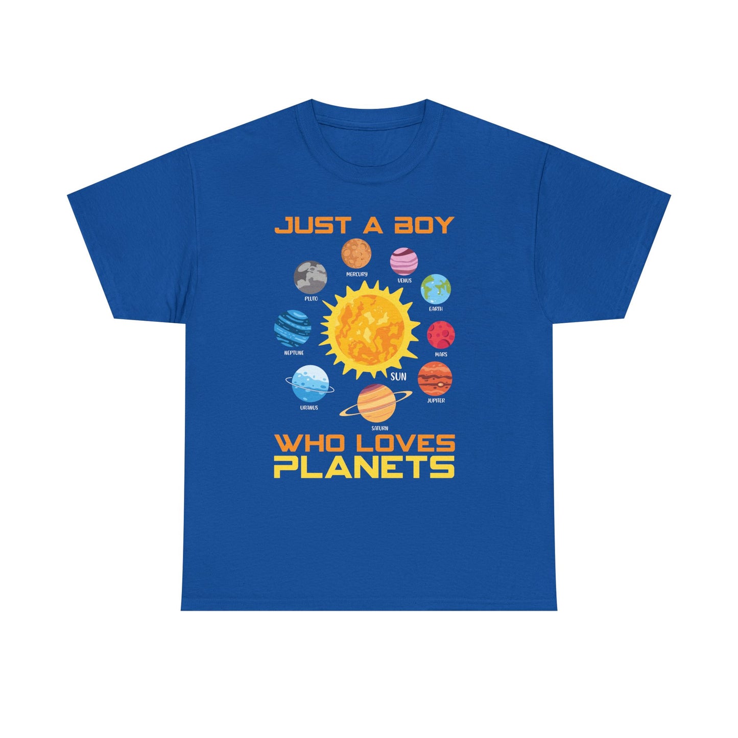 Just A Boy Who Loves Planets Shirt - Cute Solar System Graphic Tee for Space Lovers, Astronomy Kids & Science Fans