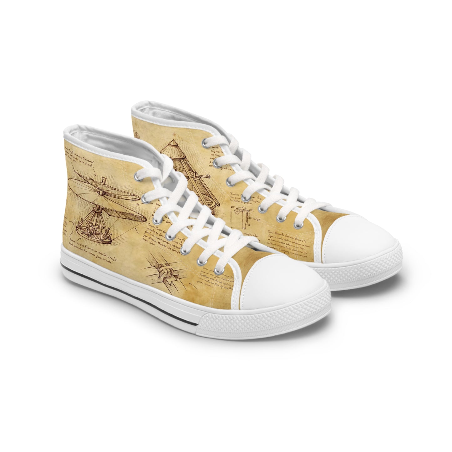 Damskie trampki high top Da Vinci Sketch – vintage pergamin