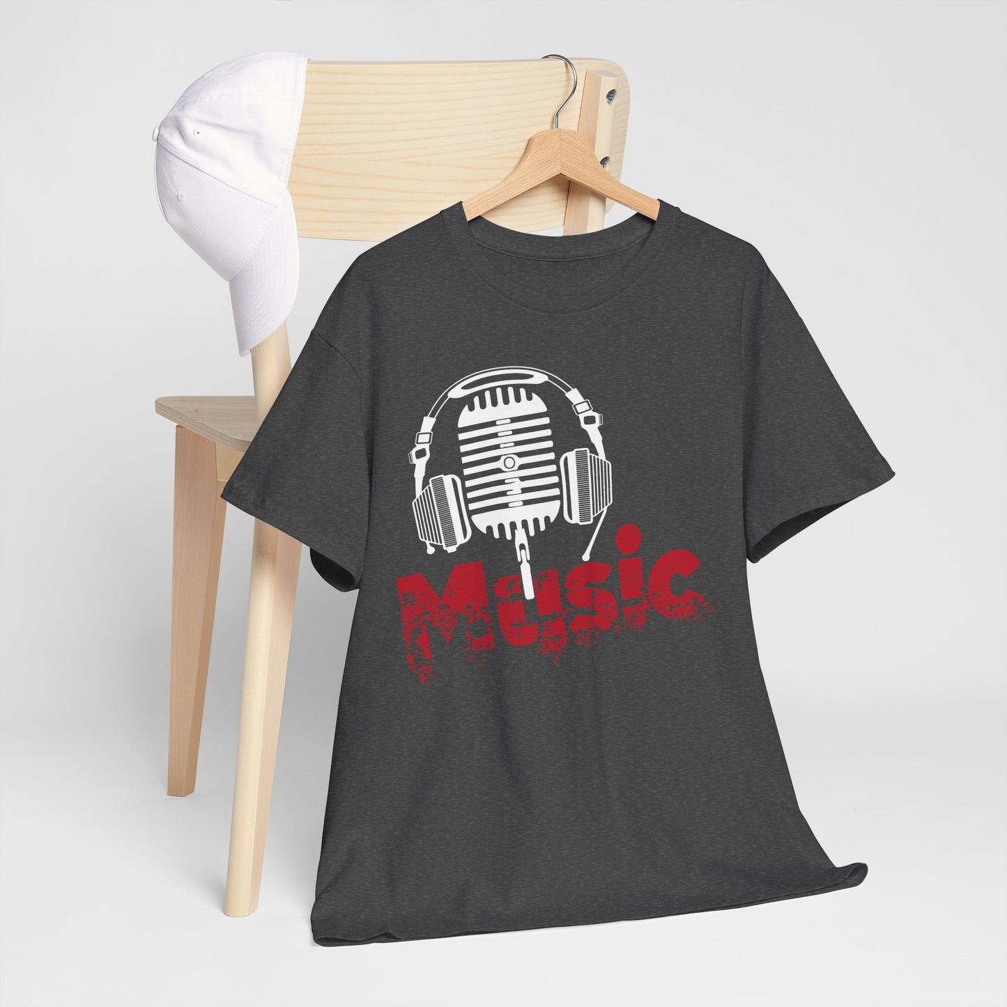 Music - koszulka z mikrofonem i słuchawkami retro