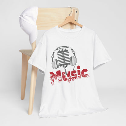 Music - koszulka z mikrofonem i słuchawkami retro