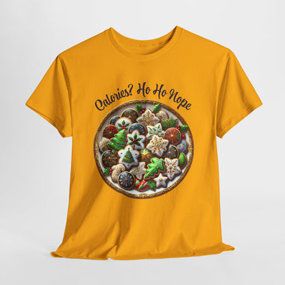 Calories? Ho Ho Nope Shirt - Funny Christmas Cookie Plate Tee, Holiday Baking Graphic T-Shirt, Festive Foodie Gift for Men & Women