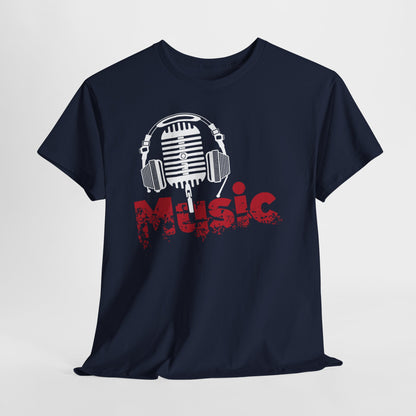 Music - koszulka z mikrofonem i słuchawkami retro