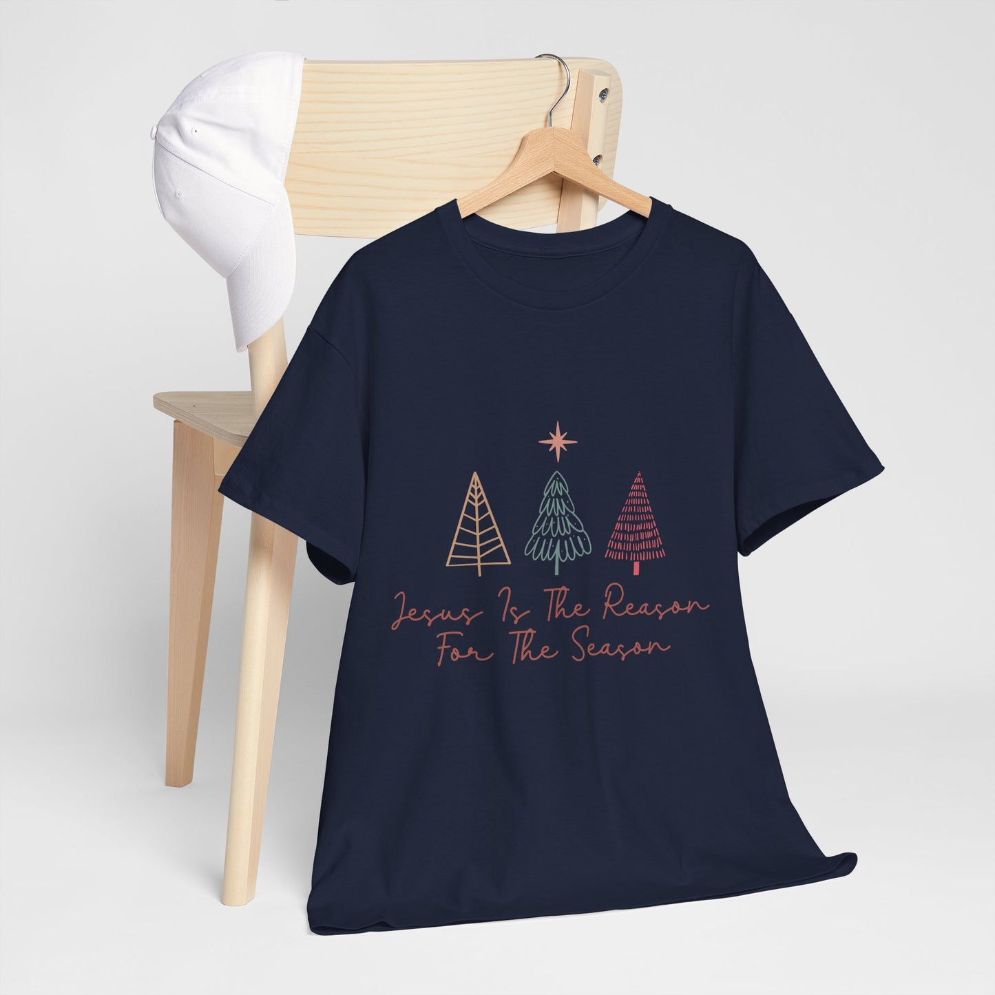 Jesus Is the Reason Shirt - Christian Christmas Tee with Nativity Star & Trees, Faith-Based Holiday T-Shirt, Religious Gift for Men Women