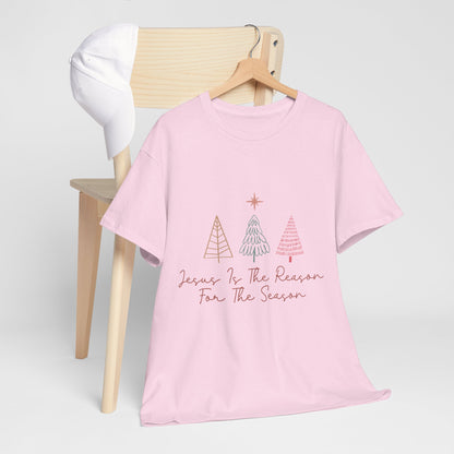 Jesus Is the Reason Shirt - Christian Christmas Tee with Nativity Star & Trees, Faith-Based Holiday T-Shirt, Religious Gift for Men Women