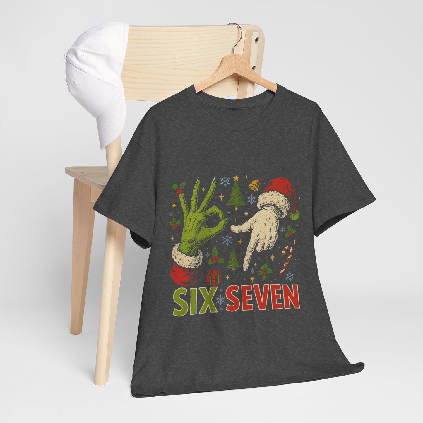 67 Christmas Shirt - Funny Six Seven Meme Tee, Grinch Style Hand Sign Holiday T-Shirt, Naughty Xmas Humor Gift for Men & Women