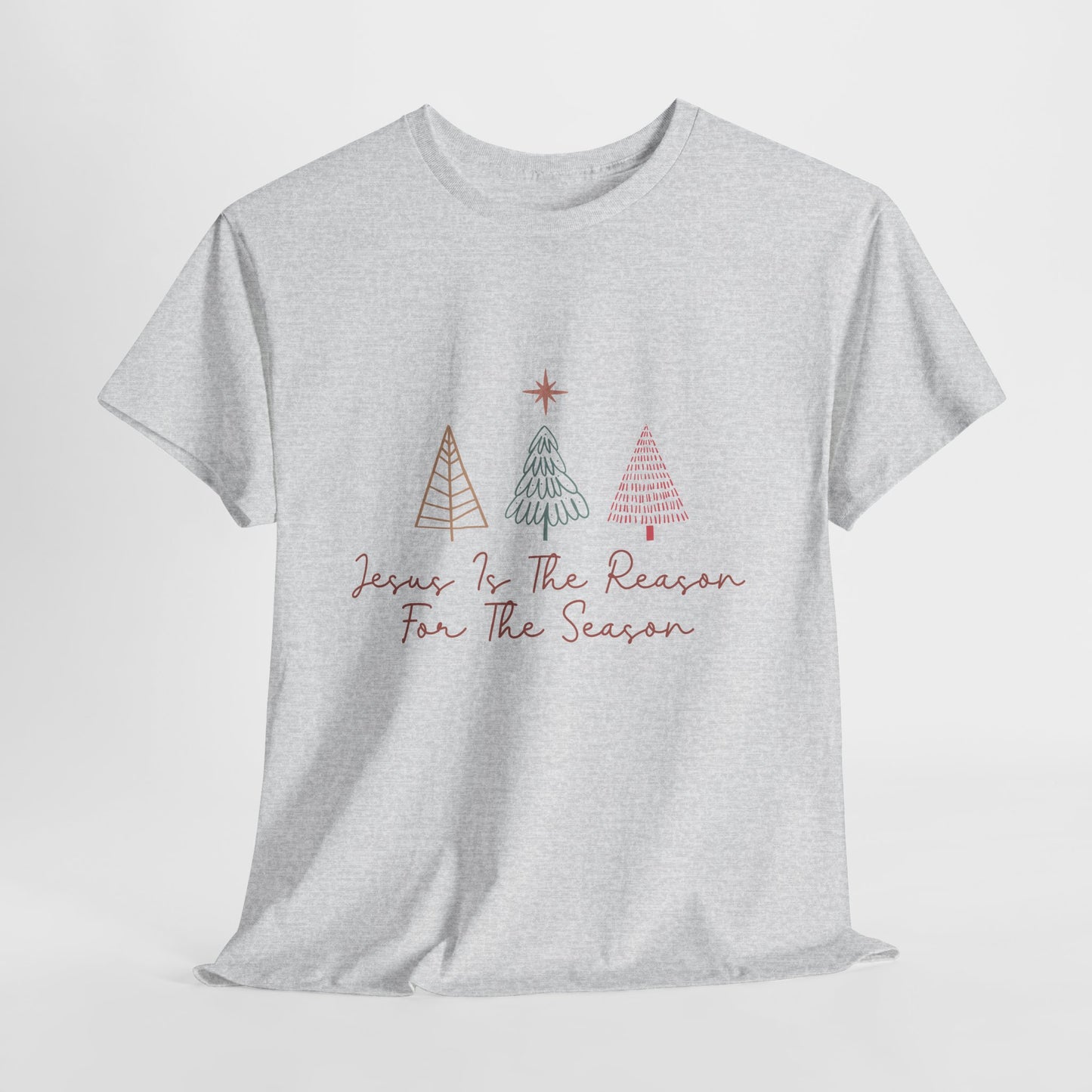 Jesus Is the Reason Shirt - Christian Christmas Tee with Nativity Star & Trees, Faith-Based Holiday T-Shirt, Religious Gift for Men Women